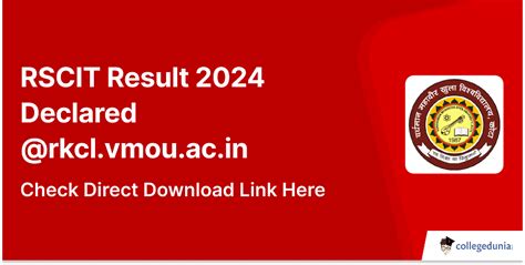 RSCIT Result 2024 Declared @rkcl.vmou.ac.in; Check  .